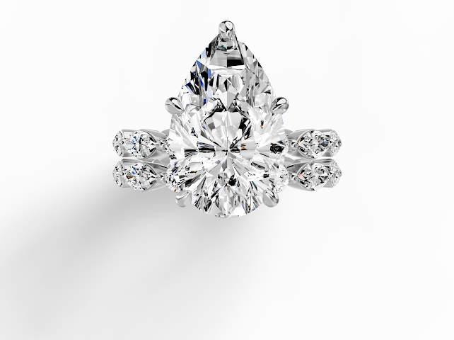 Pear on marquise round wedding band included